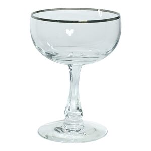 Crystal Coupe Glass with Silver Accent Rim Fostoria Invitation Pattern